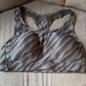 Gray Zebra Print Sports Bra
